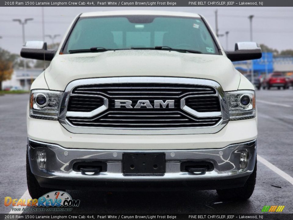 2018 Ram 1500 Laramie Longhorn Crew Cab 4x4 Pearl White / Canyon Brown/Light Frost Beige Photo #2