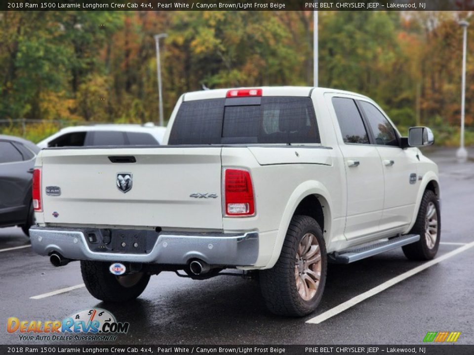 2018 Ram 1500 Laramie Longhorn Crew Cab 4x4 Pearl White / Canyon Brown/Light Frost Beige Photo #6