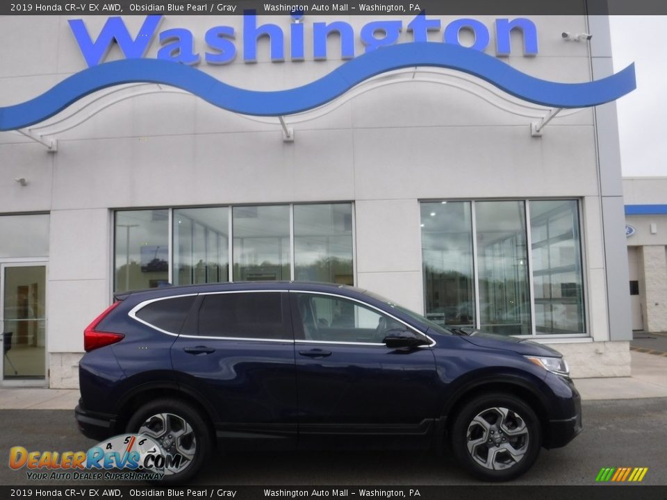 2019 Honda CR-V EX AWD Obsidian Blue Pearl / Gray Photo #2