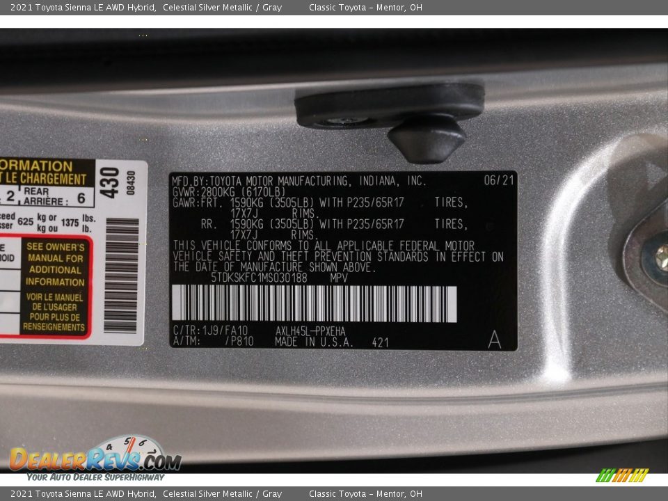 2021 Toyota Sienna LE AWD Hybrid Celestial Silver Metallic / Gray Photo #24
