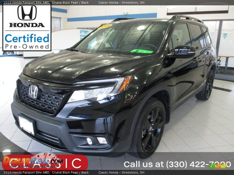 2019 Honda Passport Elite AWD Crystal Black Pearl / Black Photo #1