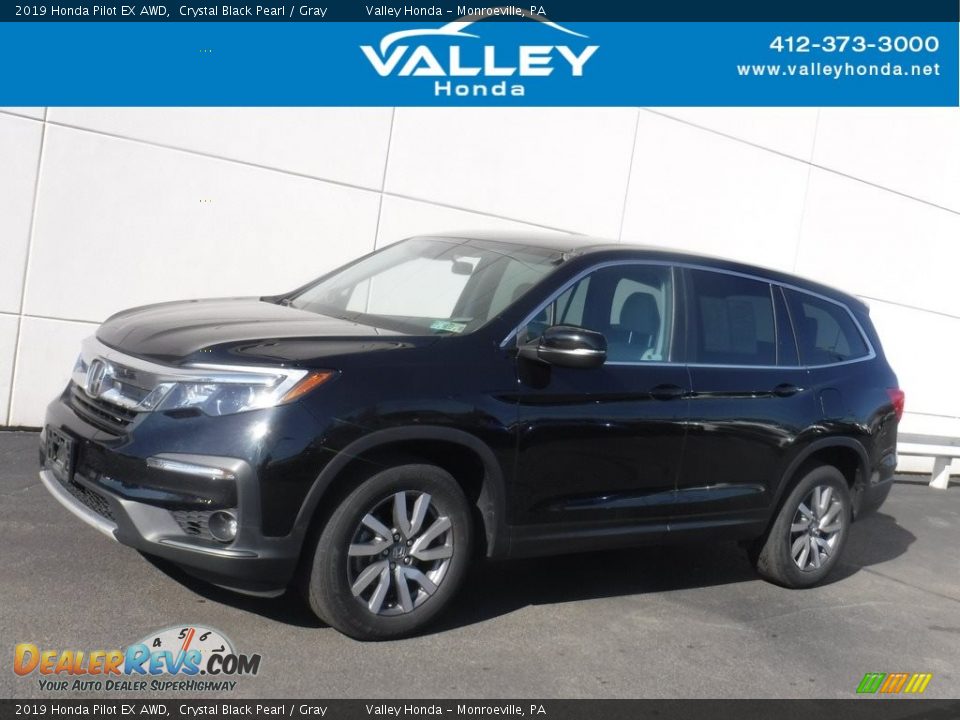 2019 Honda Pilot EX AWD Crystal Black Pearl / Gray Photo #1