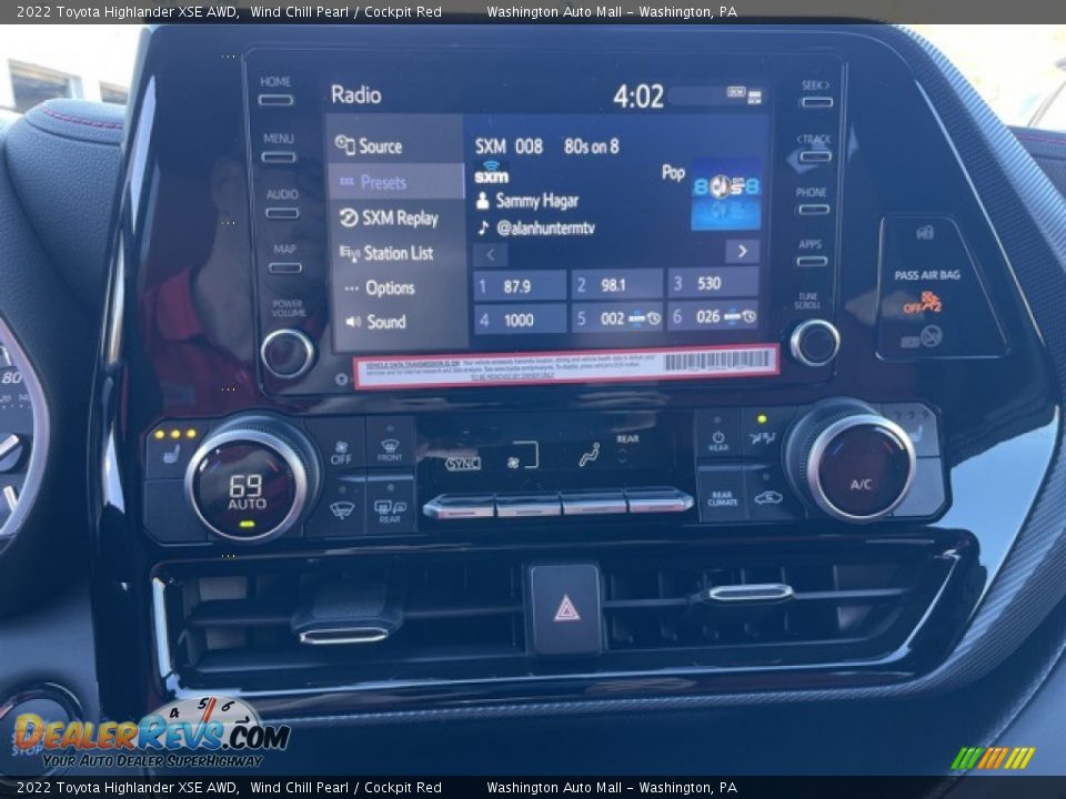 2022 Toyota Highlander XSE AWD Wind Chill Pearl / Cockpit Red Photo #22