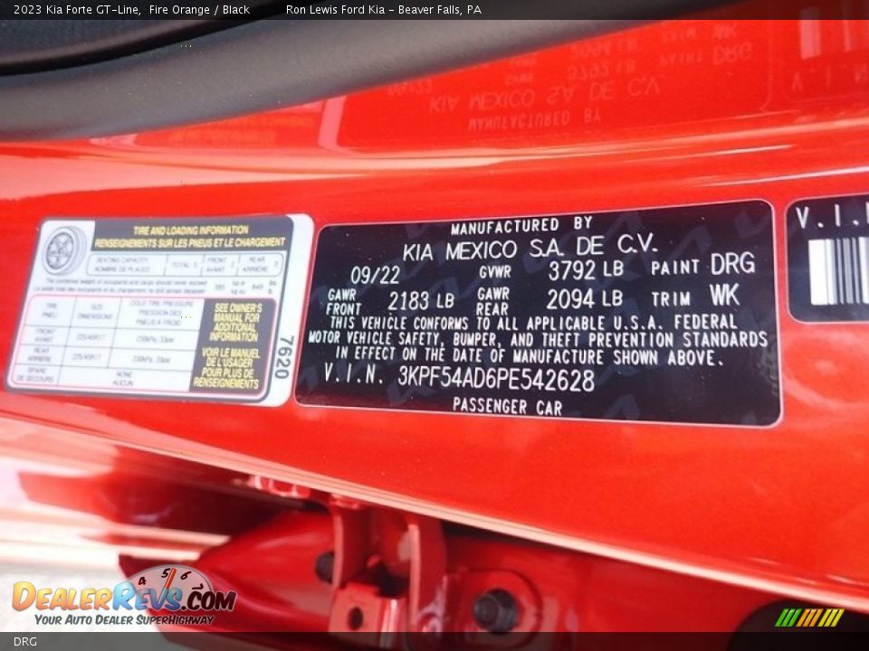 Kia Color Code DRG Fire Orange