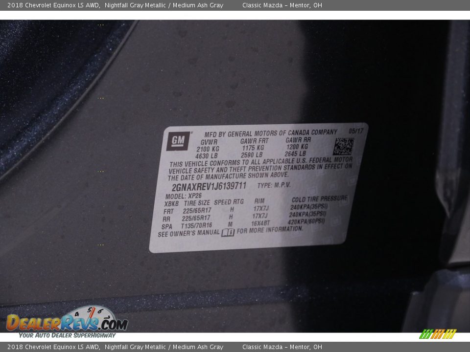 2018 Chevrolet Equinox LS AWD Nightfall Gray Metallic / Medium Ash Gray Photo #22