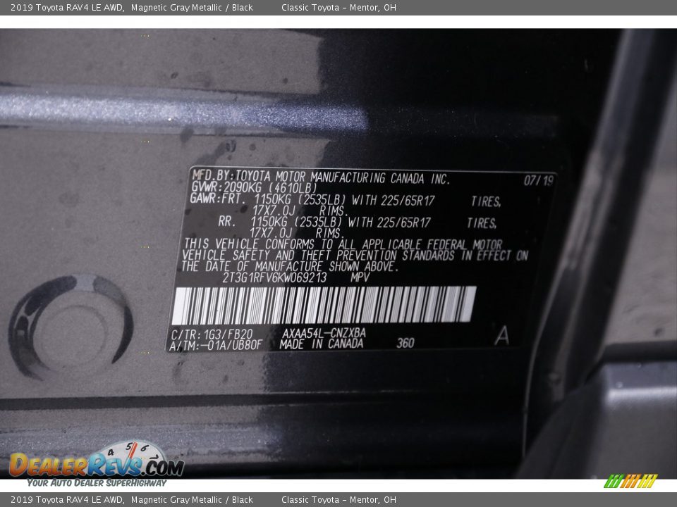 2019 Toyota RAV4 LE AWD Magnetic Gray Metallic / Black Photo #19