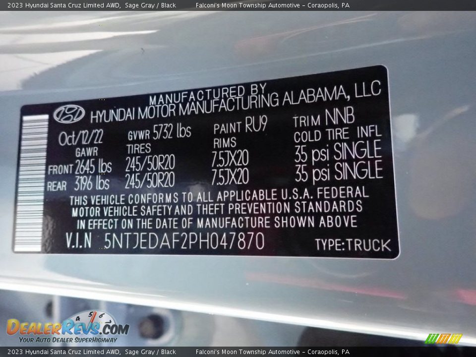 2023 Hyundai Santa Cruz Limited AWD Sage Gray / Black Photo #18