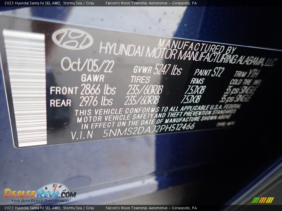 2023 Hyundai Santa Fe SEL AWD Stormy Sea / Gray Photo #18