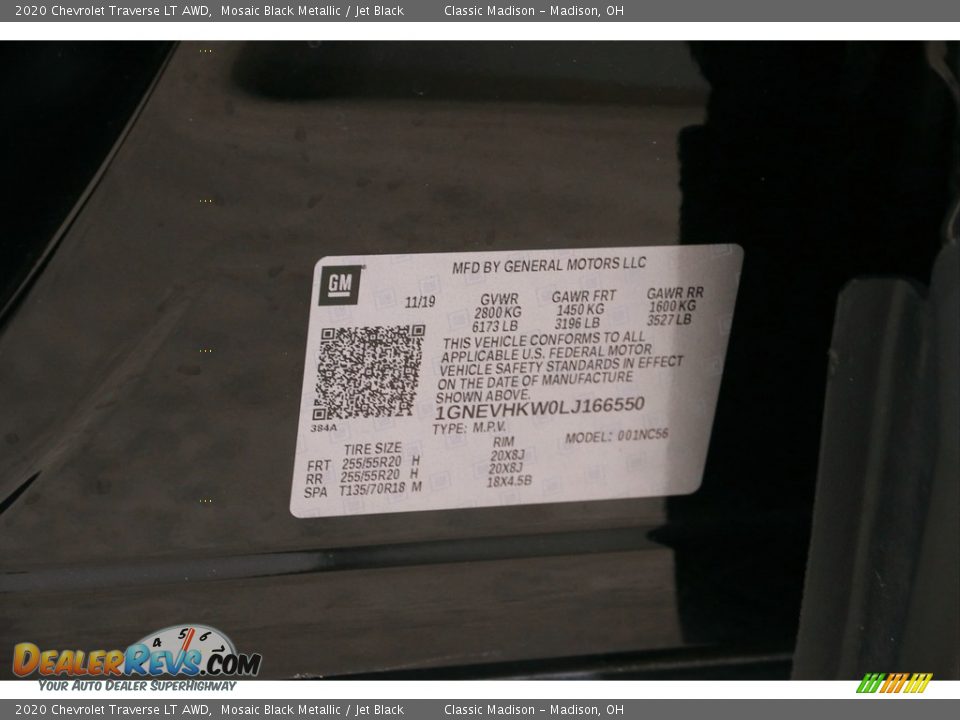 2020 Chevrolet Traverse LT AWD Mosaic Black Metallic / Jet Black Photo #24