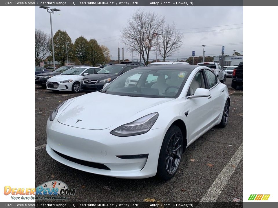 2020 Tesla Model 3 Standard Range Plus Pearl White Multi-Coat / White/Black Photo #1