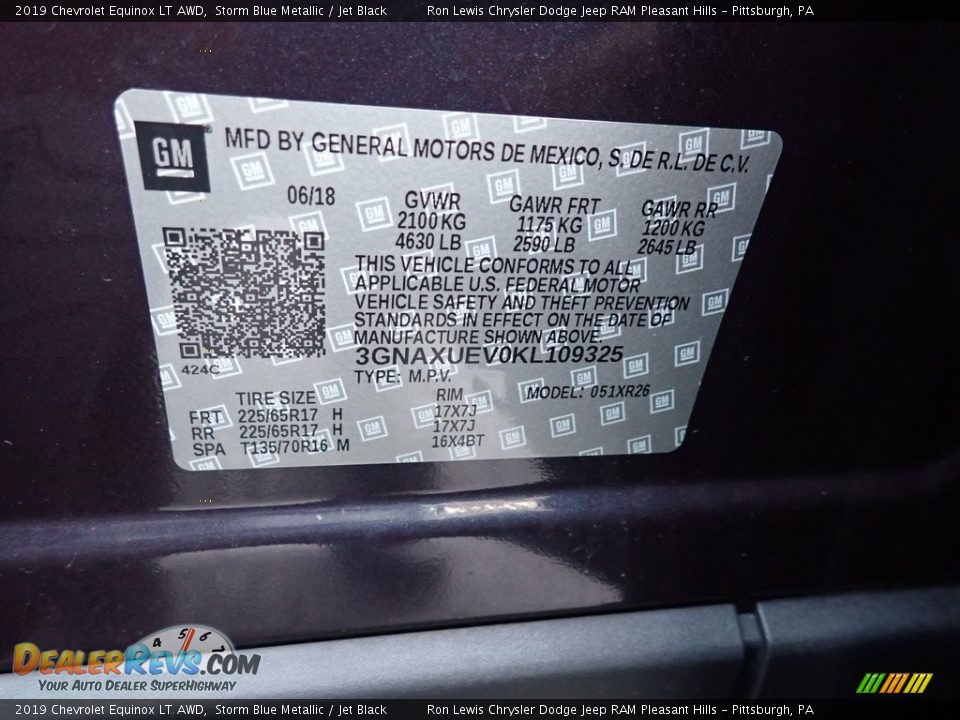 2019 Chevrolet Equinox LT AWD Storm Blue Metallic / Jet Black Photo #15