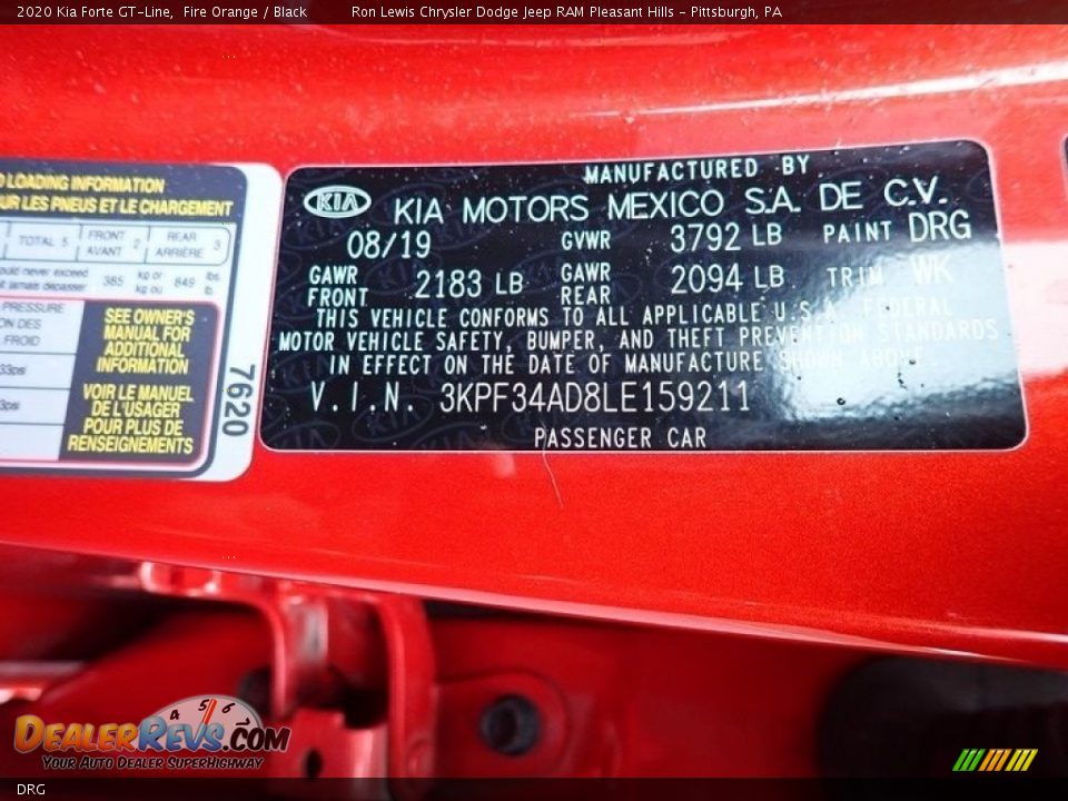 Kia Color Code DRG Fire Orange