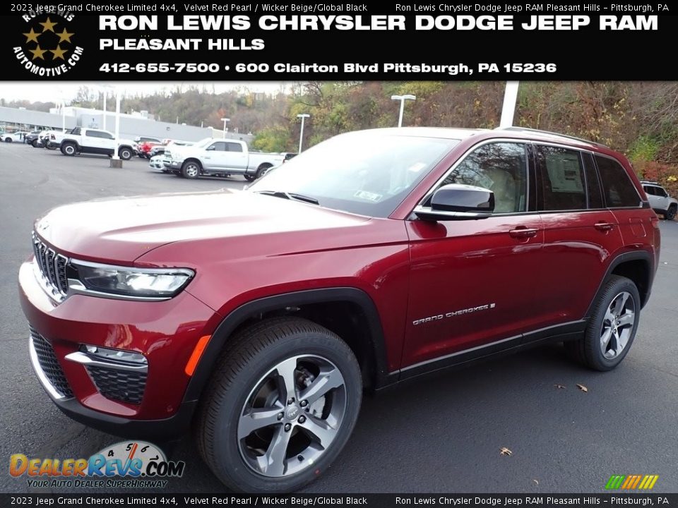 2023 Jeep Grand Cherokee Limited 4x4 Velvet Red Pearl / Wicker Beige/Global Black Photo #1