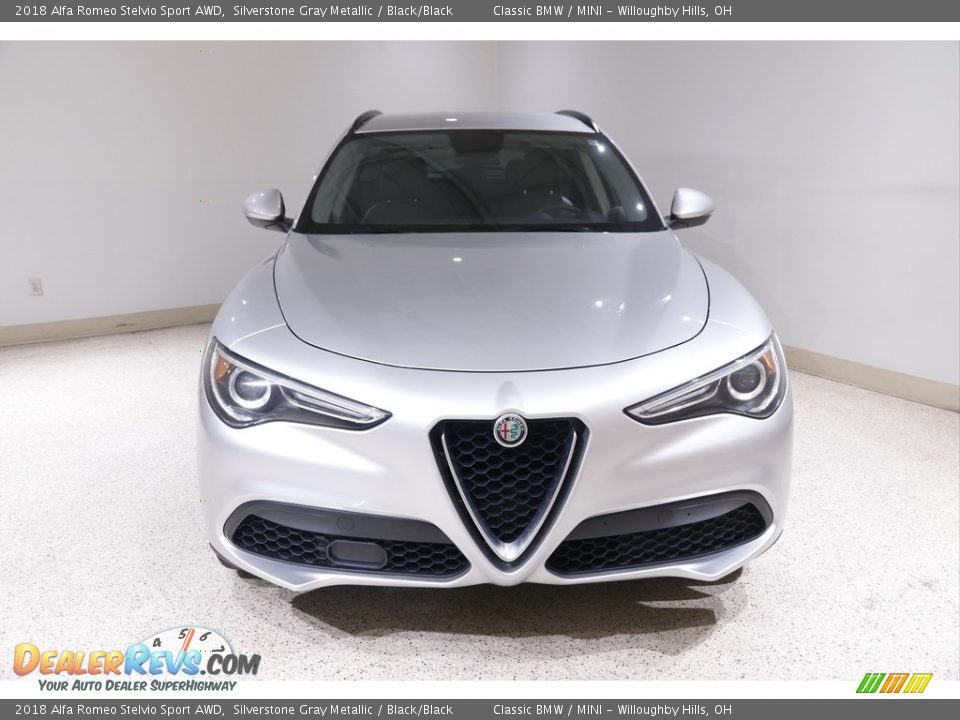 2018 Alfa Romeo Stelvio Sport AWD Silverstone Gray Metallic / Black/Black Photo #2