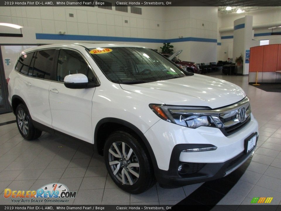 2019 Honda Pilot EX-L AWD White Diamond Pearl / Beige Photo #3