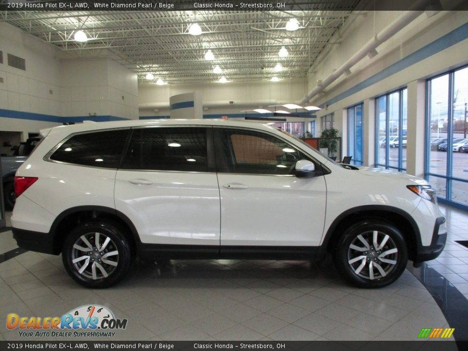 2019 Honda Pilot EX-L AWD White Diamond Pearl / Beige Photo #4