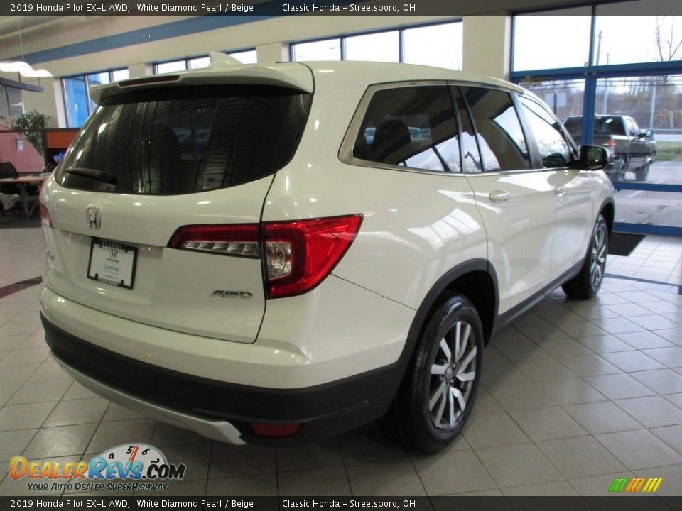 2019 Honda Pilot EX-L AWD White Diamond Pearl / Beige Photo #7