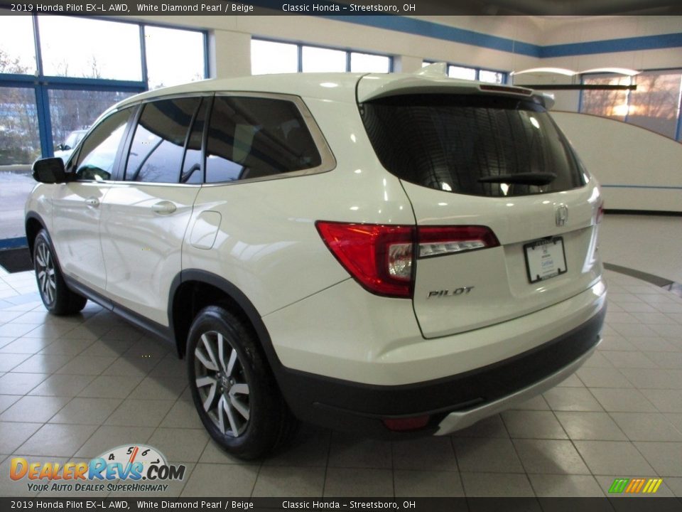 2019 Honda Pilot EX-L AWD White Diamond Pearl / Beige Photo #9