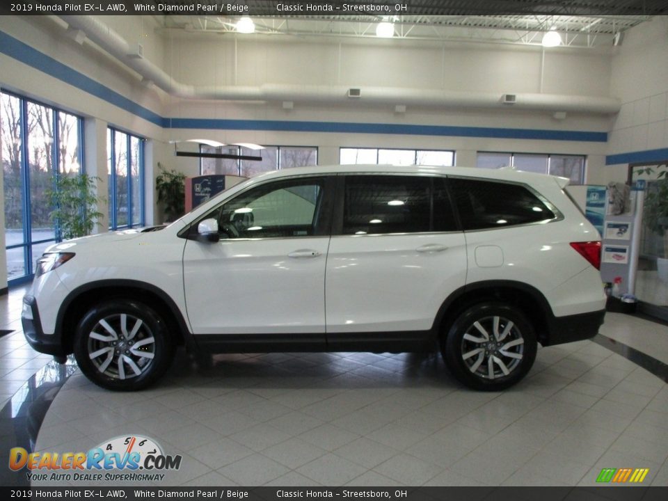 2019 Honda Pilot EX-L AWD White Diamond Pearl / Beige Photo #10