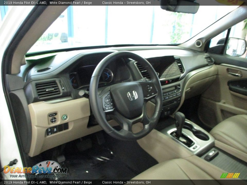 2019 Honda Pilot EX-L AWD White Diamond Pearl / Beige Photo #29