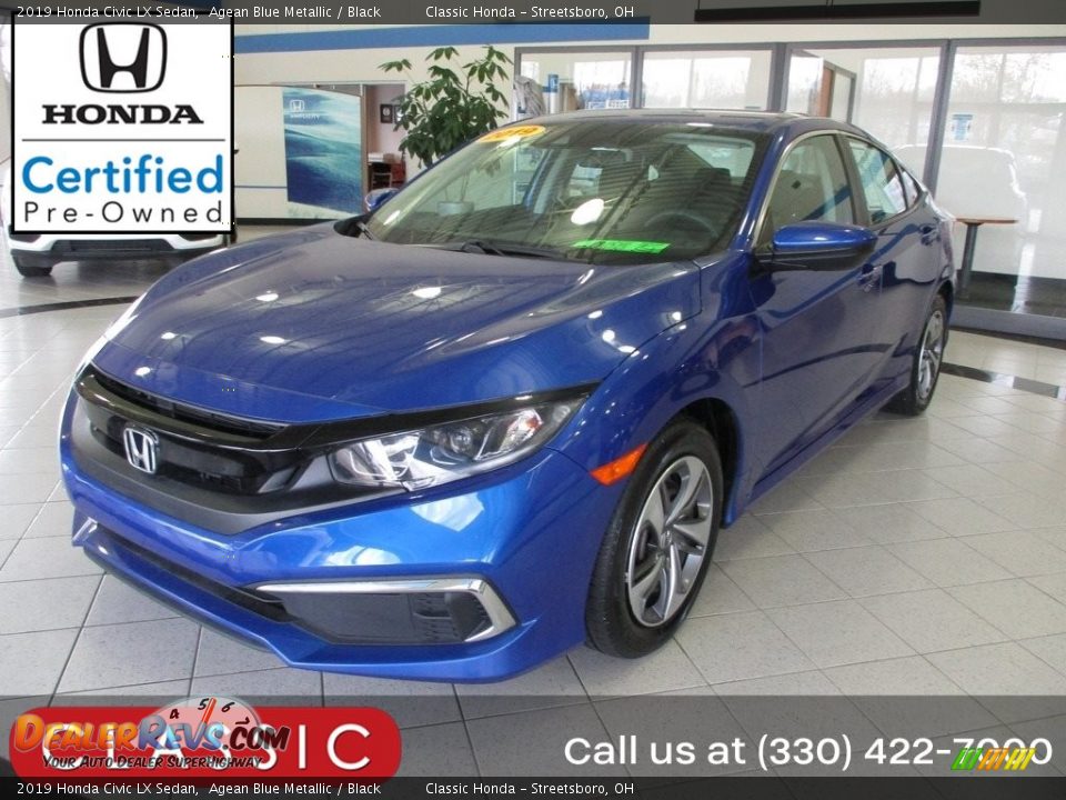 2019 Honda Civic LX Sedan Agean Blue Metallic / Black Photo #1