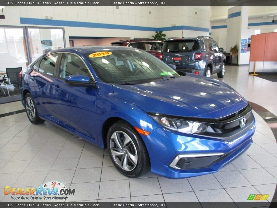 2019 Honda Civic LX Sedan Agean Blue Metallic / Black Photo #3