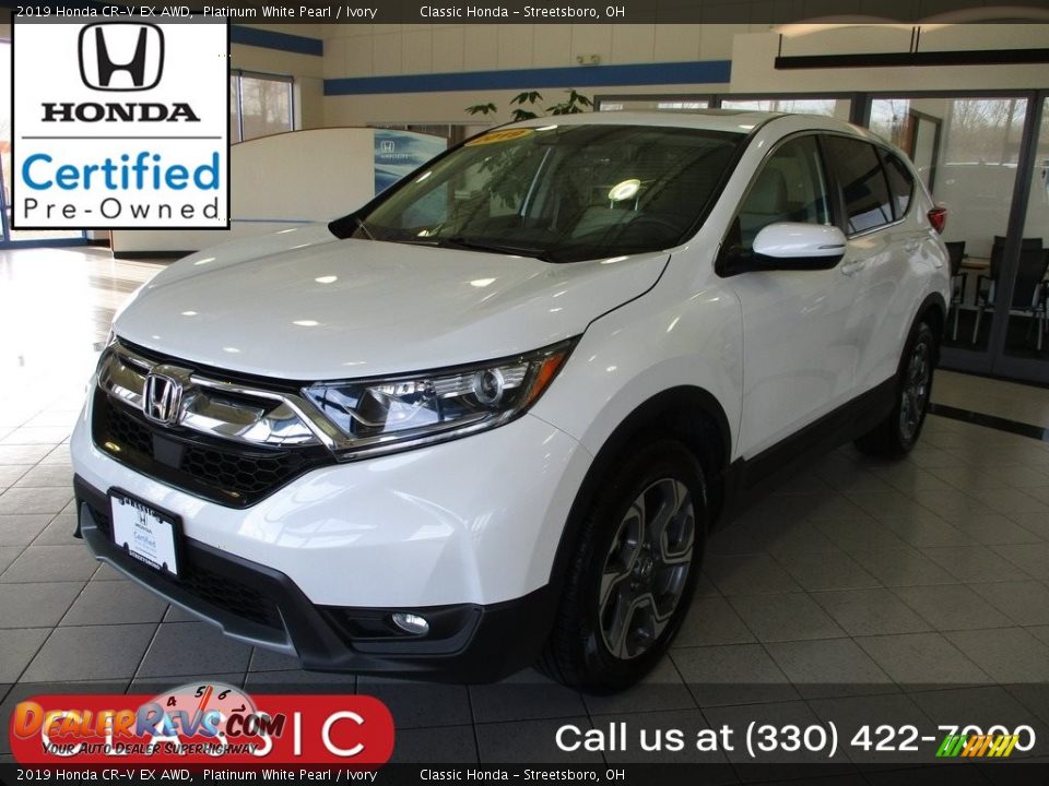 2019 Honda CR-V EX AWD Platinum White Pearl / Ivory Photo #1
