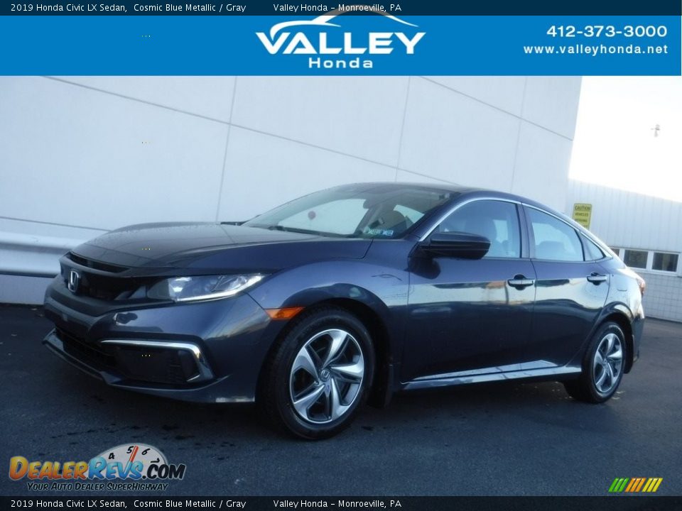 2019 Honda Civic LX Sedan Cosmic Blue Metallic / Gray Photo #1