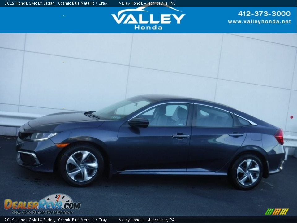 2019 Honda Civic LX Sedan Cosmic Blue Metallic / Gray Photo #2