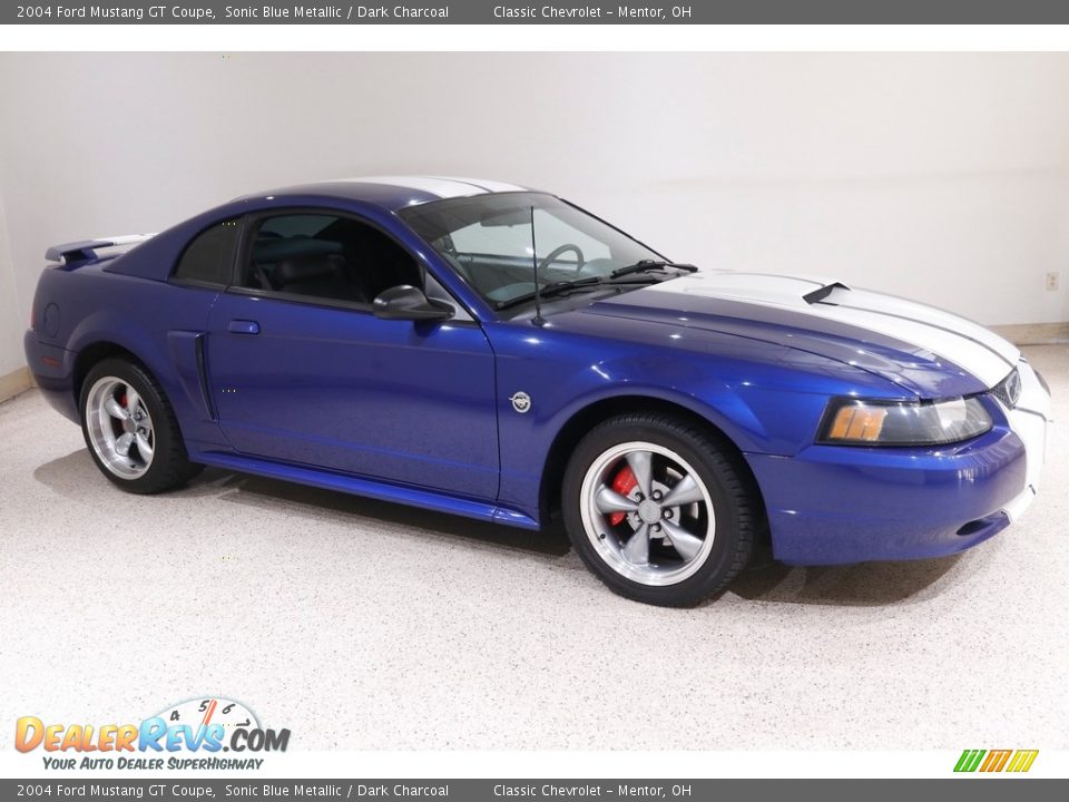 2004 Ford Mustang GT Coupe Sonic Blue Metallic / Dark Charcoal Photo #1