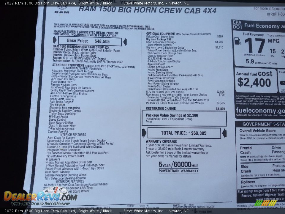 2022 Ram 1500 Big Horn Crew Cab 4x4 Bright White / Black Photo #31