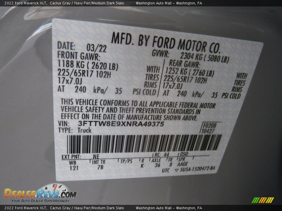 2022 Ford Maverick XLT Cactus Gray / Navy Pier/Medium Dark Slate Photo #31
