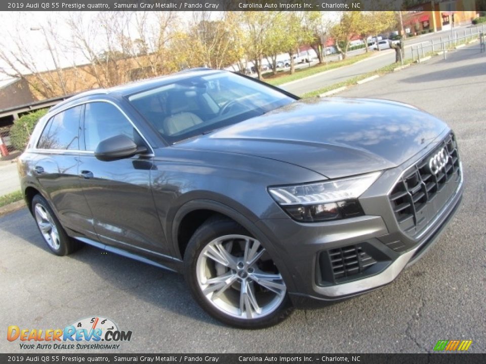 2019 Audi Q8 55 Prestige quattro Samurai Gray Metallic / Pando Gray Photo #3