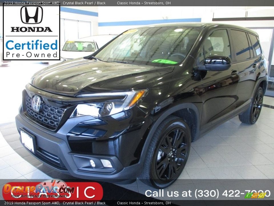 2019 Honda Passport Sport AWD Crystal Black Pearl / Black Photo #1