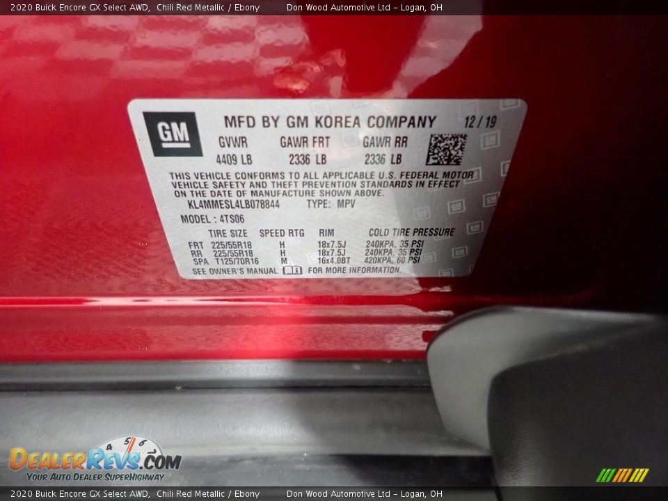 2020 Buick Encore GX Select AWD Chili Red Metallic / Ebony Photo #34