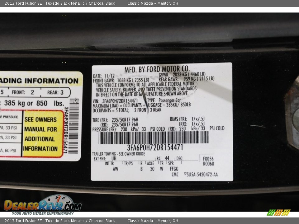 2013 Ford Fusion SE Tuxedo Black Metallic / Charcoal Black Photo #20