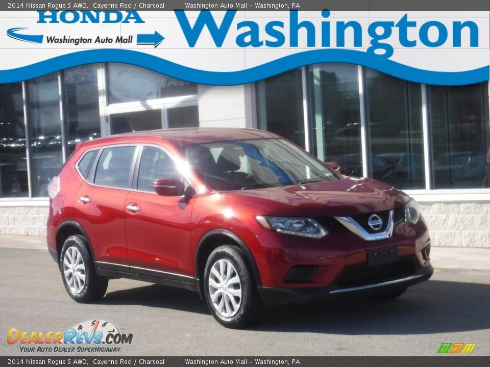 2014 Nissan Rogue S AWD Cayenne Red / Charcoal Photo #1