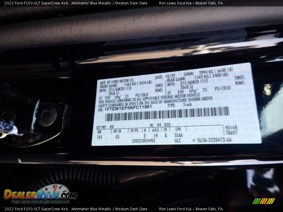 2022 Ford F150 XLT SuperCrew 4x4 Antimatter Blue Metallic / Medium Dark Slate Photo #20