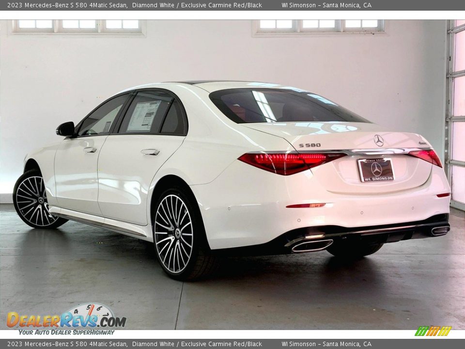 2023 Mercedes-Benz S 580 4Matic Sedan Diamond White / Exclusive Carmine Red/Black Photo #2