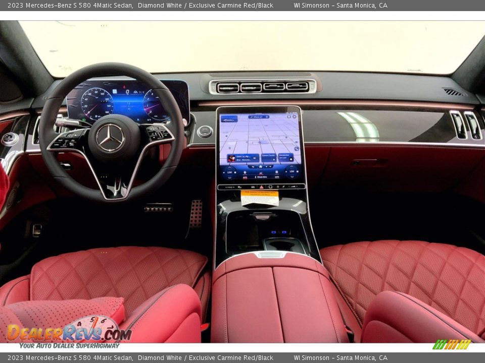 2023 Mercedes-Benz S 580 4Matic Sedan Diamond White / Exclusive Carmine Red/Black Photo #6