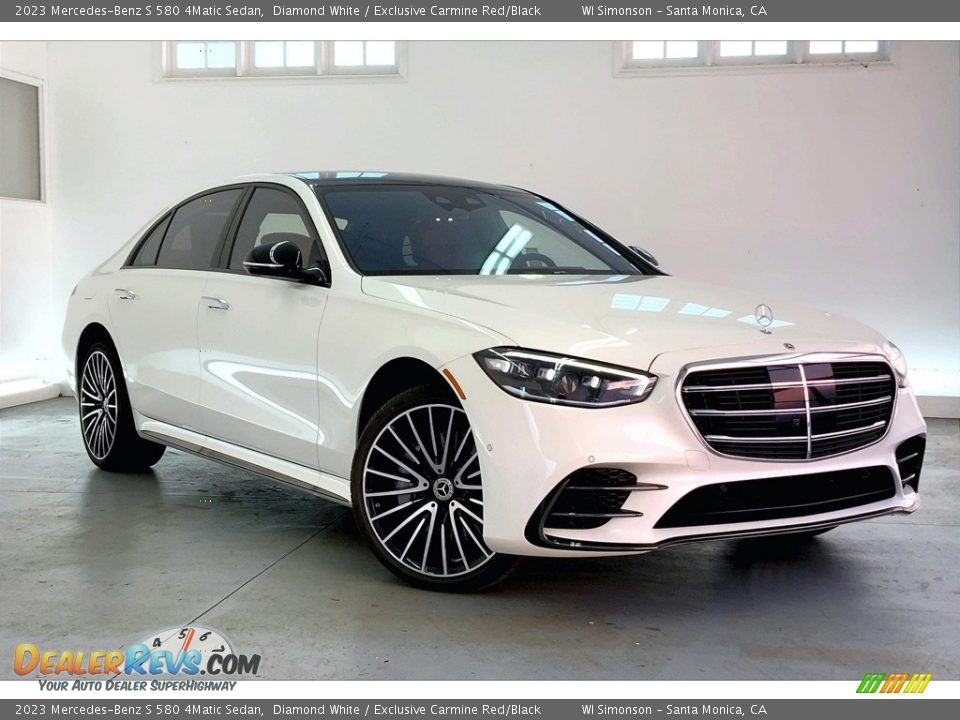 2023 Mercedes-Benz S 580 4Matic Sedan Diamond White / Exclusive Carmine Red/Black Photo #12