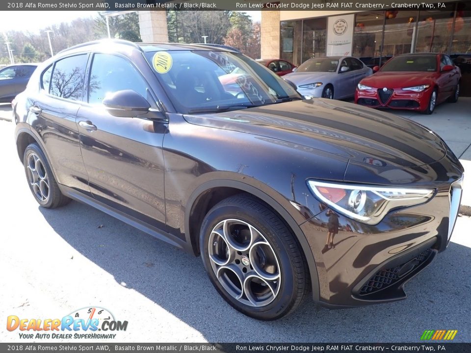 2018 Alfa Romeo Stelvio Sport AWD Basalto Brown Metallic / Black/Black Photo #2