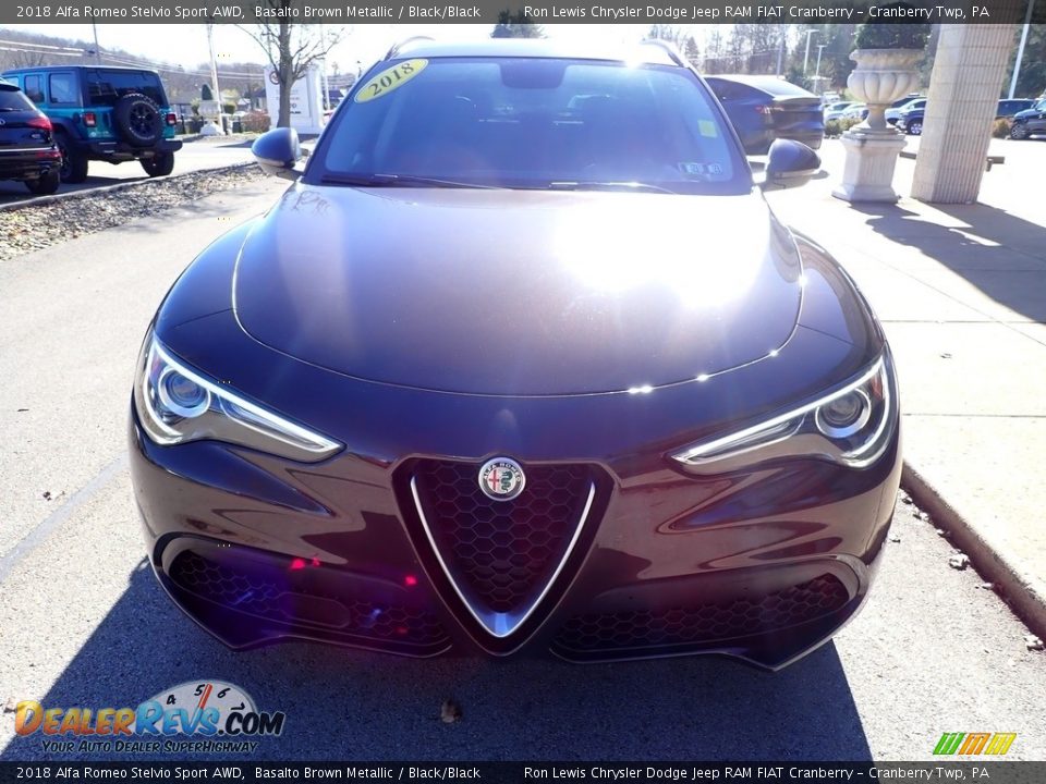 2018 Alfa Romeo Stelvio Sport AWD Basalto Brown Metallic / Black/Black Photo #3