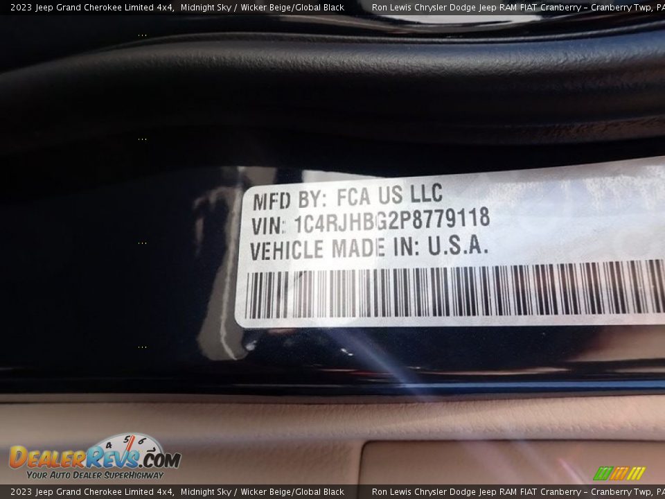 2023 Jeep Grand Cherokee Limited 4x4 Midnight Sky / Wicker Beige/Global Black Photo #21
