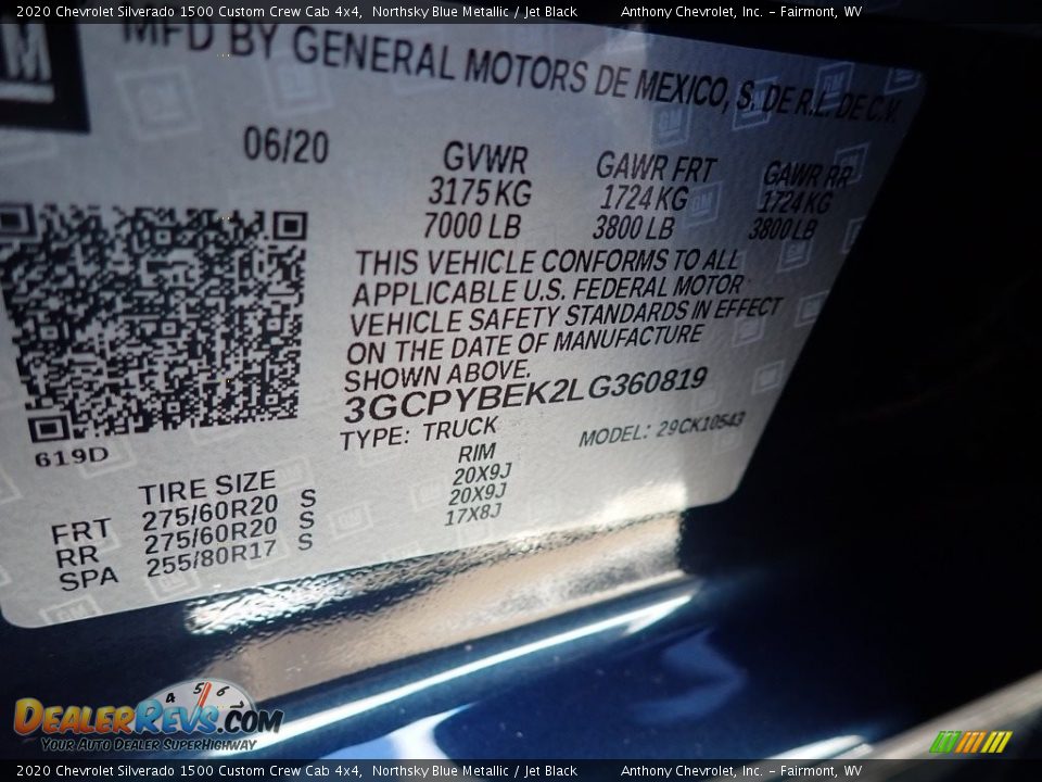 2020 Chevrolet Silverado 1500 Custom Crew Cab 4x4 Northsky Blue Metallic / Jet Black Photo #15