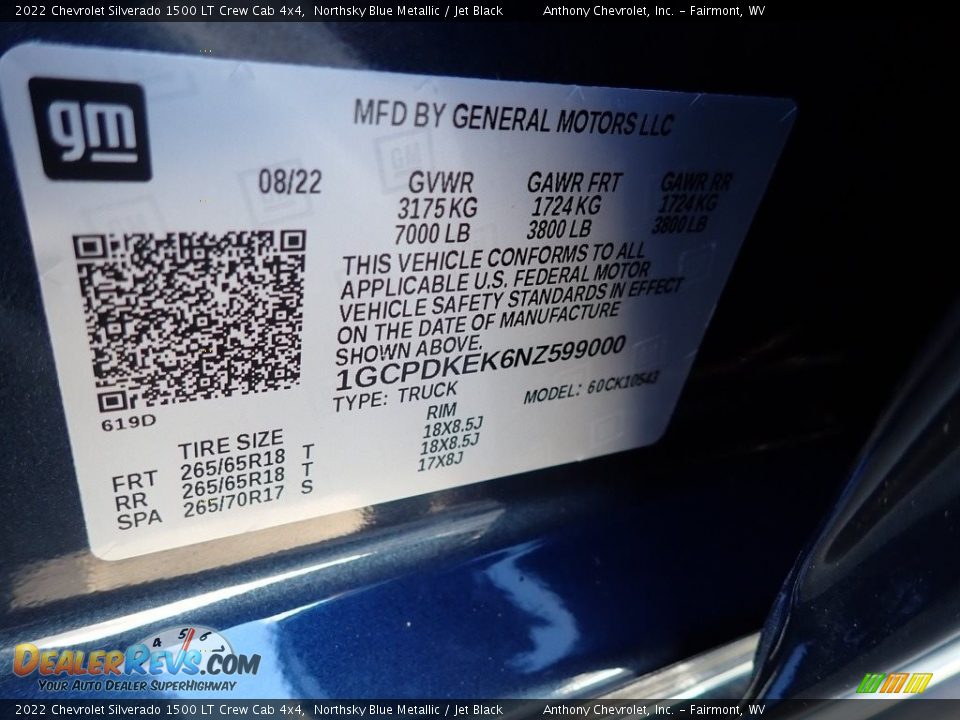 2022 Chevrolet Silverado 1500 LT Crew Cab 4x4 Northsky Blue Metallic / Jet Black Photo #15