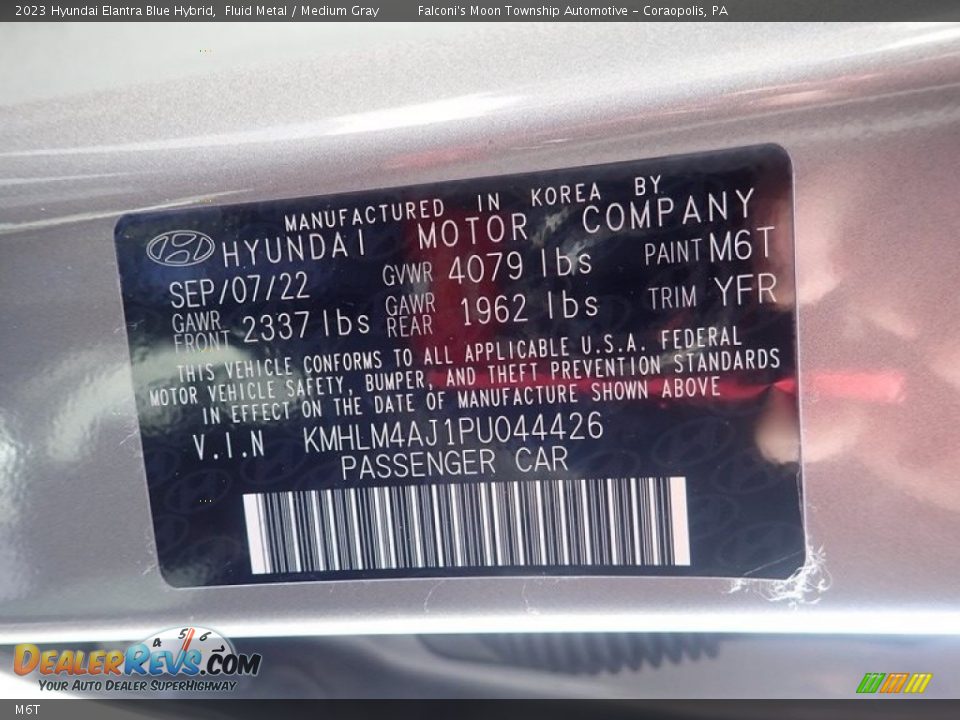 Hyundai Color Code M6T Fluid Metal