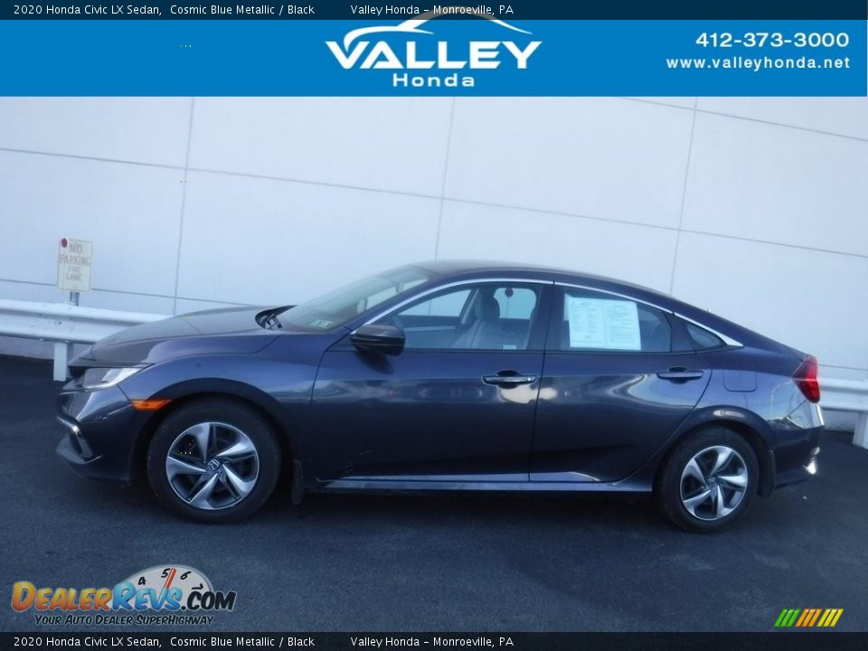 2020 Honda Civic LX Sedan Cosmic Blue Metallic / Black Photo #2