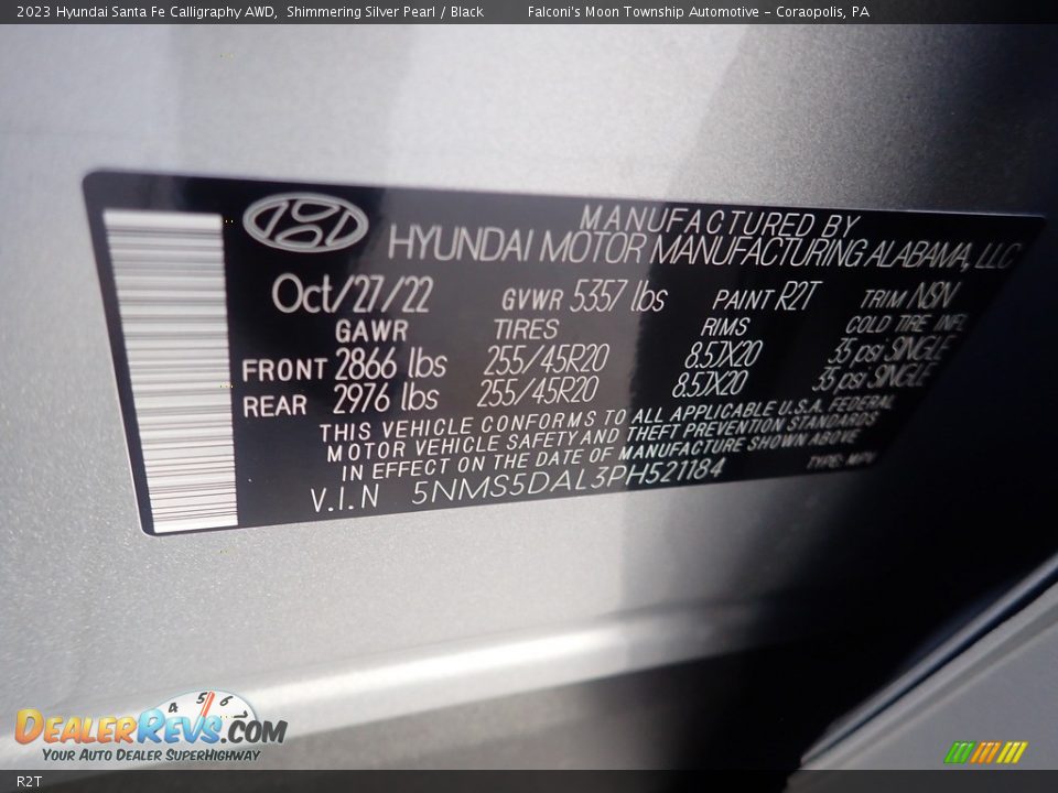 Hyundai Color Code R2T Shimmering Silver Pearl