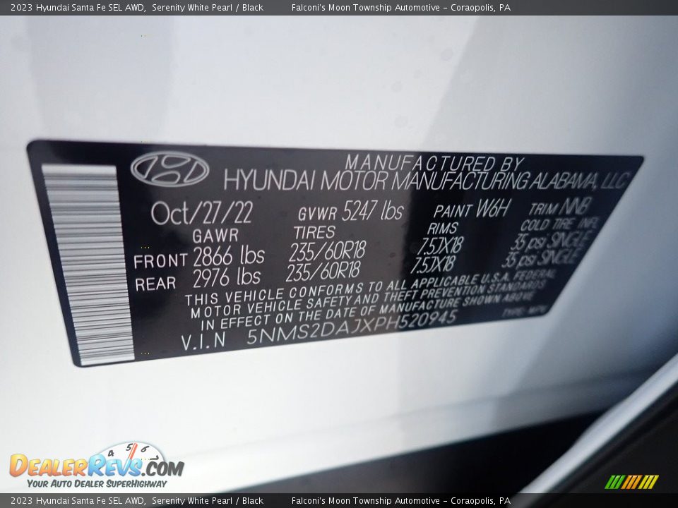 2023 Hyundai Santa Fe SEL AWD Serenity White Pearl / Black Photo #18